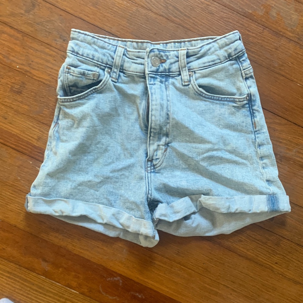 H&M Light Blue High Waist Jean Shorts